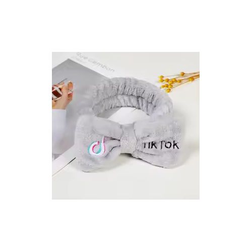 Fleece Fuzzy TIKTOK Women Stretchy Tight Fit Headband - Gray