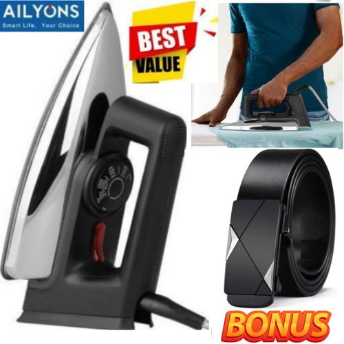 AILYONS SMART LIFE BEST VALUE HD-199A ELECTRIC DRY IRON BOX // BEST CLOTHES IRON BOX-1000W// IRONING MACHINE TITANIUM ELECTRIC DELUXE IRON BOX-1000W + EXTRA GIFT OFFICIAL LEATHER AUTOMATIC BELT FOR TROUSERS ,JEANS & SHORTS