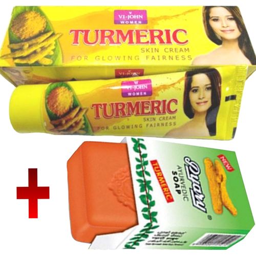 VIJOHNS HERBALS Natural Fairness Turmeric Cream + Pyary Ayurvedic Turmeric Soap