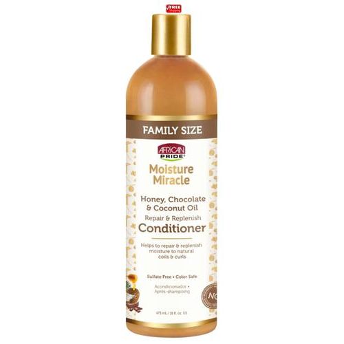 AFRICAN PRIDE Moisture Miracle Honey, Chocolate & Coconut Oil Conditioner 473ml β Nourish & Repair Dry, Curly Hair