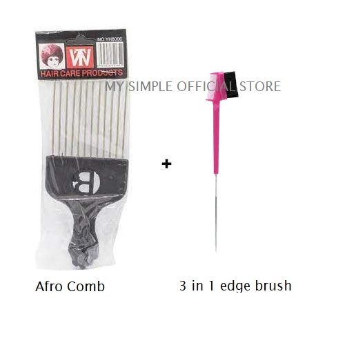 Metal Afro Comb/Pick Comb + 3 IN1 Edge Brush