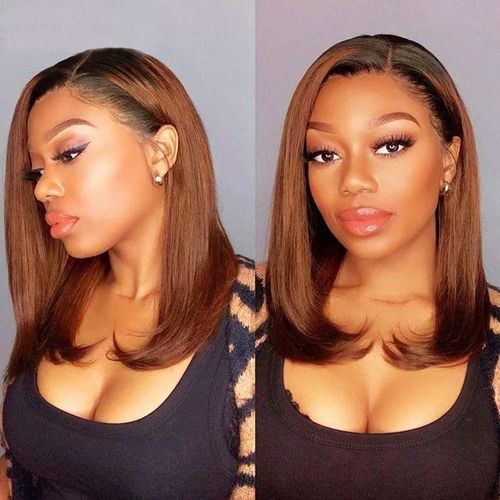 General Trendy Straight Synthetic Hair With Closure Ombre Wig β Brown