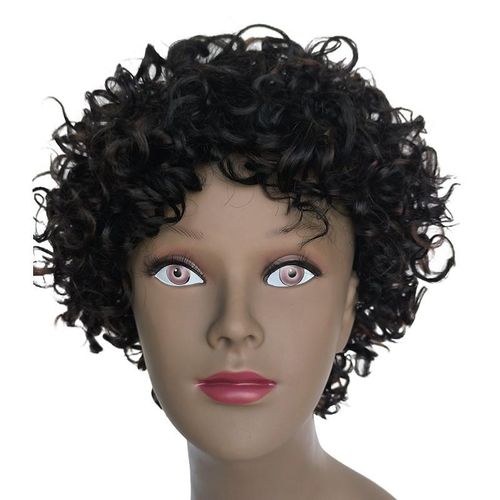 Fashion Idol Pixie Cut Curl Wig STYLE ICON Human Nature Hair Wig Color F1B/33 HHW DABRIA Made-Machine Wig Human Nature Hair Wig For Women