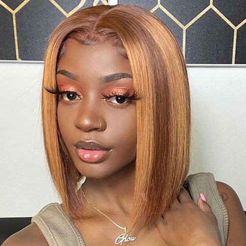 High Quality Brownish Yellow Short Straight Hair For Ladies