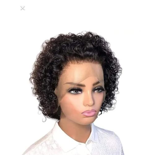 Beauty Short Bob Curly Pure Human Hair Peruvian Wig 10" Frontal