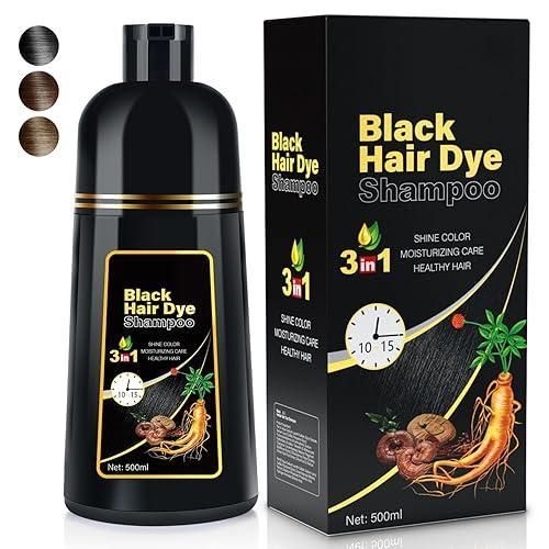 Meidu BkackHair Dye Shampoo Hair Color Shampoo 3 in 1 full Coverage, Instant Hair Color for Hair min 20 to 25 minutes, New Trend Natural Hair Dye Shampoo for Women/Men,500ml