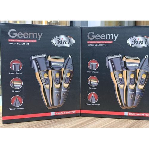 Geemy 3-in-1 Rechargeable Shaver & Trimmer Set β Hair Clipper, Foil Shaver & Nose Trimmer (Model GM-595)