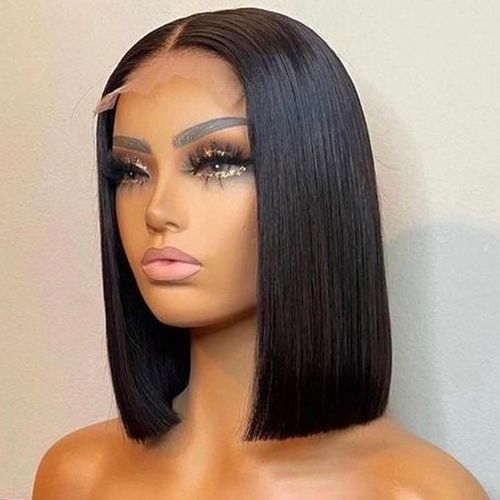 Fashion Idol Human STYLE ICON Nature 13X4 Lace Bob Wig 10" Nature Black Wig 13*4 Lace Human Nature Bob Hair Wig For Women