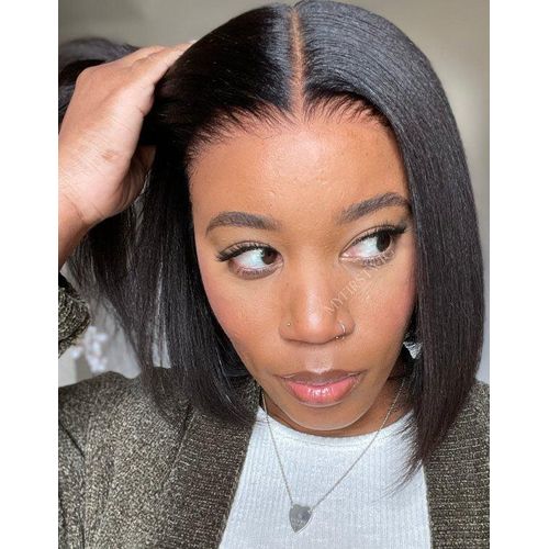 Elegant bo. Wig with a 2*6 natural lace closure,can be washed tonged and flat ironed__ black