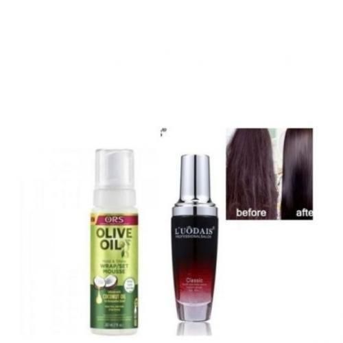 L'Uodais Classic Human Hair Wig/ Weave Repair Serum+1pc ORS Wrap Coconut Oil Setting Mousse