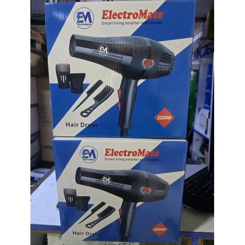 ElectroMate Hair Dryer Brodry 2200W Professional Fast Drying Hair Blower with Hot & Cold Settings Lightweight Salon Styling Dryer with Concentrator Nozzle & Overheat Protection