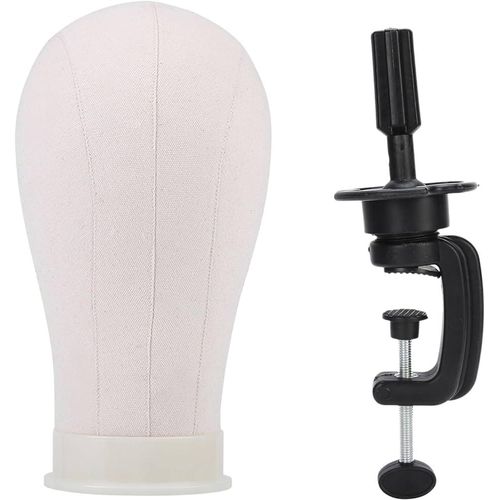 Head canvas head mannequin + table clamp stand