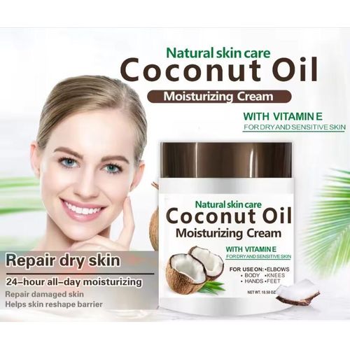 Natural Skin Care coconut oil moisturizing cream with vitamin E for full body & face