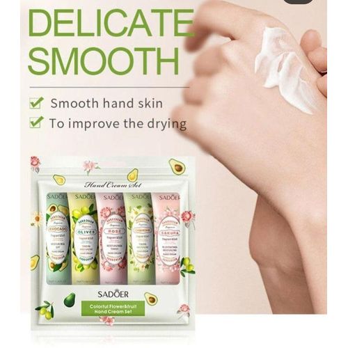 SADOER 5 Pack Fruity Hydrating Moisturizing Nourishing Repair Hand Cream