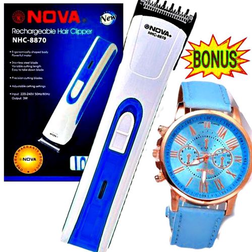 Nova New Rechargeable Hair Clippers and Shaving Machine & Quartz Watch
