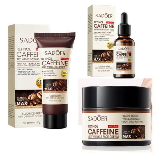 SADOER 3 RETINOL ANTIAGING SKINCARE SET For Aging Skin,mature Skin And Wrinkles And Fine lines (Retinol Cream, Essence and Cleanser, Skin Rejuvenation, Moisturizing, Firming, Increase Skin Elasticity
