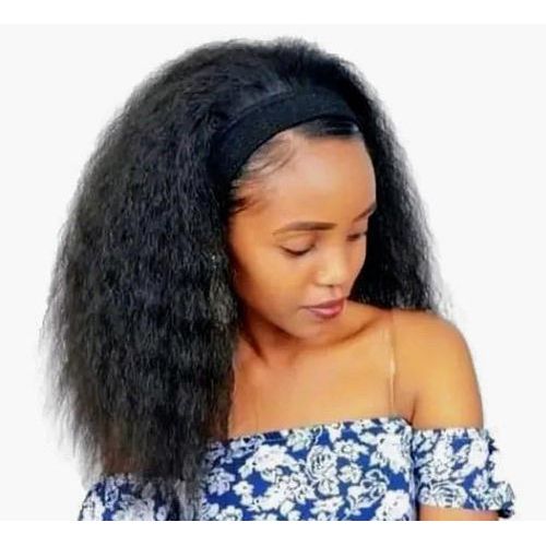 Fashion soft fluffy headband wig that can blowdried,flat ironed and curled __black