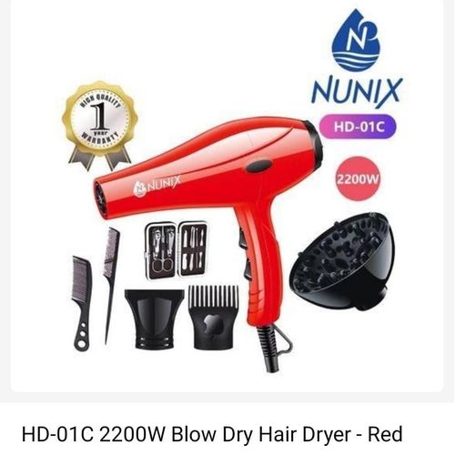 Nunix TOP QUALITY HD-01C Professional Hair Blow Dryer With Styling Accessories β 2200W, 2 Speed & 3 Heat Settings