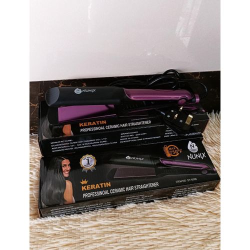 Nunix Professional Ceramic Hair Straightener Flat Iron with Adjustable Temperature Control for Smooth Shiny Salon Quality Hair Styling at Home and Travel