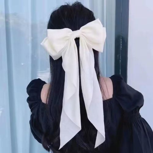 Bouc ruban clip cheveux - blanc