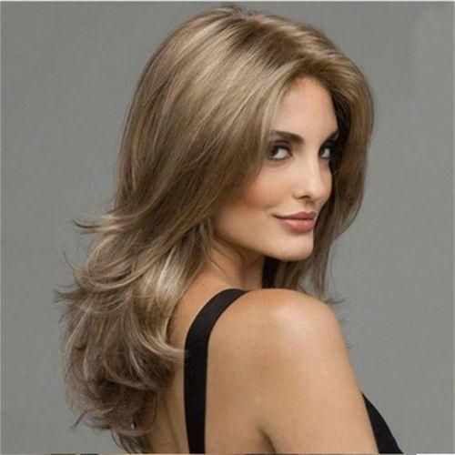 Ladies Brown Big Wavy Long Curly Hair With Headgear