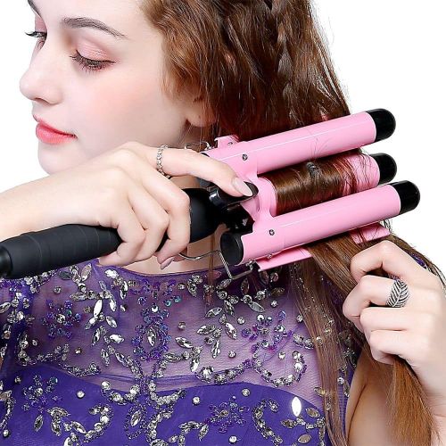 Hair curler with tripple barrel iron