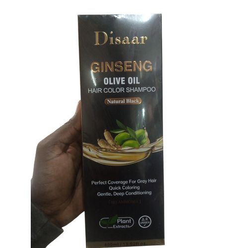 Disaar Natural Black Hair Color Shampoo with Ginseng & Olive Oil β Long-Lasting Grey Coverage