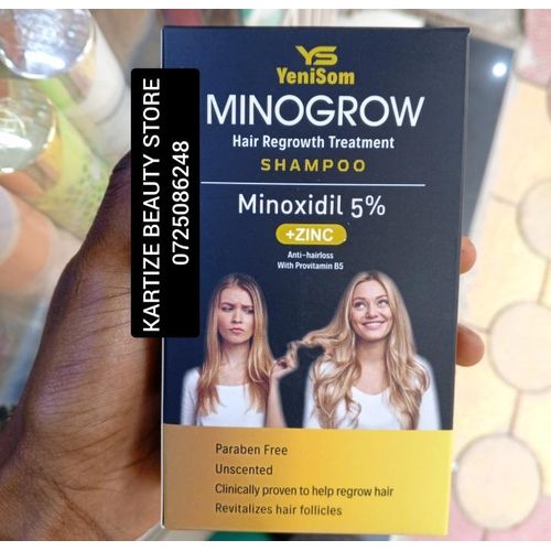 Beauty Yenisom Minogrow hair regrowth treatment shampoo minoxidil 5% + zinc anti-hair loss with provitamin B5 parabren free unscented clinically proven to help regrowth of hair and revitalises hair follicles
