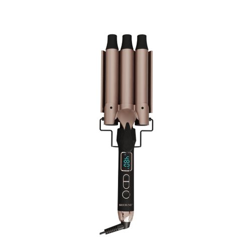 Rebune RE-2152 Triple Barrel Curling Iron with Digital Display - Black (2YRs WRTY)