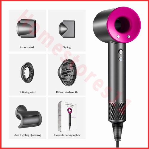 Professional Leafless Hair Dryer 3 Speed Temperature Control with 6 Pieces Accessories