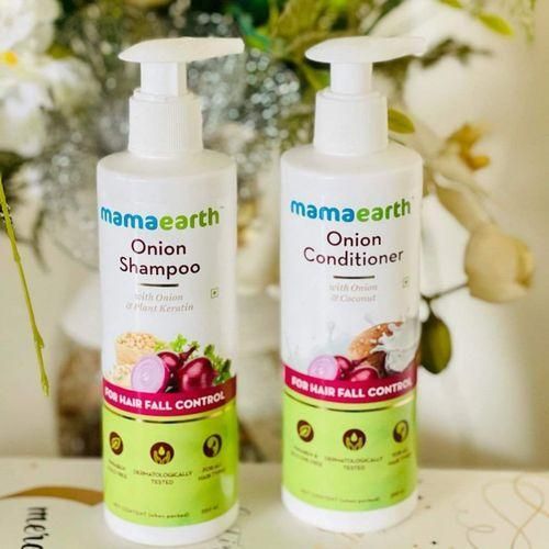 Mama Earth Onion Shampoo + Conditioner For Hair Fall Control Keratin