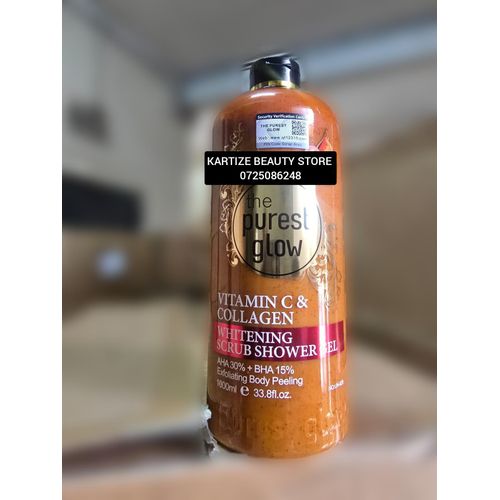 Sk Best The purest glow vitamin c & collagen whitening scrub shower gel AHA 30% + BHA 15% exfoliating body peeling 1000ml.