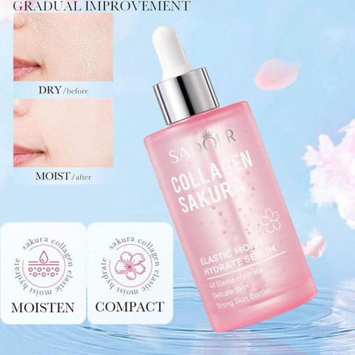 SADOER COLLAGEN CHERRY BLOSSOM GLOW SERUM 100ML Hydrating Moisturize Oil Control Essence For Dry And Oily Skin