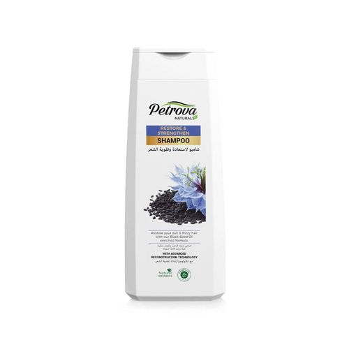 Petrova Naturals Restore & Strengthen Shampoo with Black Seed Oil. Restore Dull & Frizz Hair, induces hair growth, reduces hair fall, Split Ends, Hair Loss, Hair Breakage, Makes Hair Thicker, Soft, Clean & Shinny.
