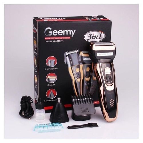 Geemy 3 In1 Rechargeable Hair Clipper ,Shaver And Nose Trimmer Set