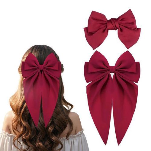Big Bow Satin Hair Clip,Silky Bowknot Metal Hairpins,Hair Accessories For Thick Hair