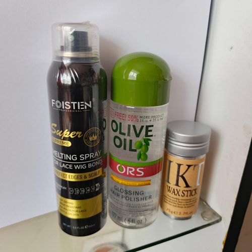 Foisten Lace melting spray Lace wig bond protect Edges & scalp + FREE Wax stick, Hair polisher
