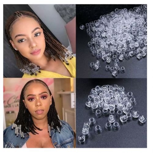 50pcs Clear Braid Dreadlocks Hair Beads