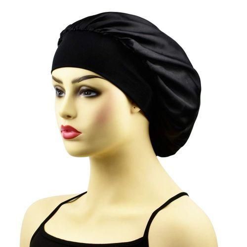 Bonnet Satin Sleeping Cap - Black