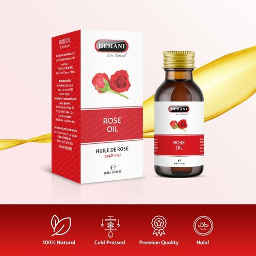 Hemani Rose Oil 30mL (1 OZ) - Edible Food Grade Oil - Internal & External Use