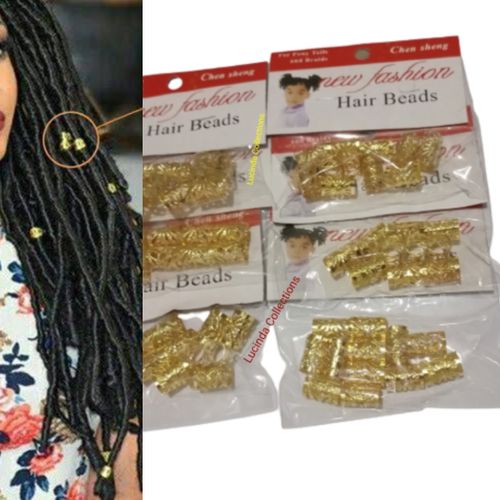 60/120 PCs Hair Braid Beads Rings Cuff Metal