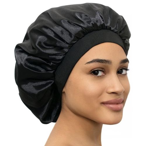 Satin Bonnet Adjustable Sleeping Silk Bonnet Black Women Men