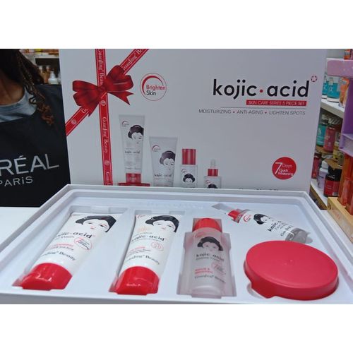 5 in 1 kojic Acid Beauty skin care set with sunscreen cream, essence toner,Anti-wrinkle face serum, facial wash and body cream