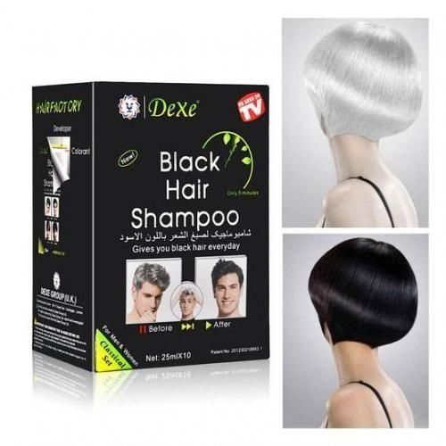 Dexe Hair Dye Shampoo Dye *Black* (10 Packs )+FREE DYE BRUSH