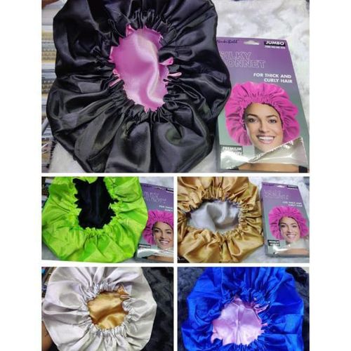 2PCS Wide JUMBO Size ANTIFALL Satin Sleep Bonnet Sleep Cap For Thick& Curly Hair