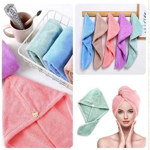Super Absorbent Microfiber Hair Drying Towel Wrap with Secure Button & Loop