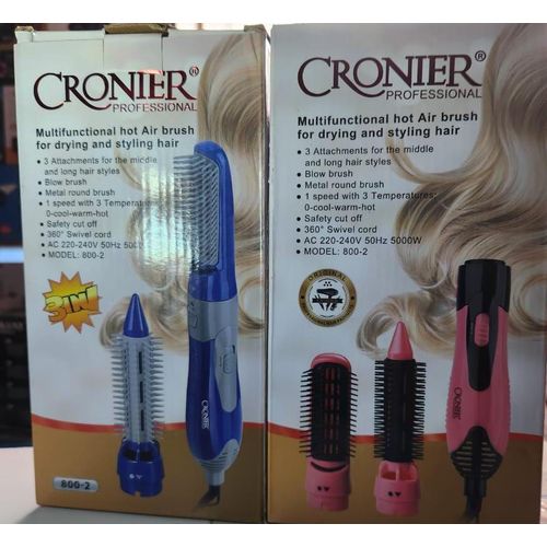 Cronier professional Cronier 3-in-1 Professional Hot Air Brush β Dryer & Styling Round Brush 1 Speed and 3 Temperatures