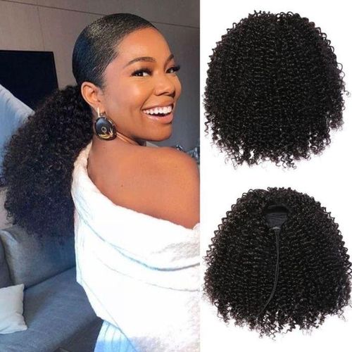 Kinky Curly Drawstring Ponytail Clip In Hair Extensions