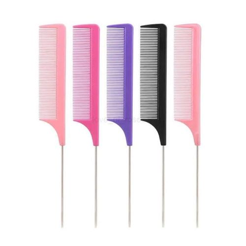 3pcs Salon Fine-Toothed Rat Tail Comb with Stainless Steel Needle Tail, Suitable for Both Men And Women, Metal Styling Combs