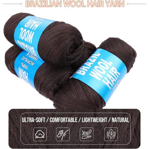 Brazilian Hair Wool Hair For Braids Acrylic Hand Knitting Yarn For Hair Braiding Hair Extension Faux Locs African Crochet Braid